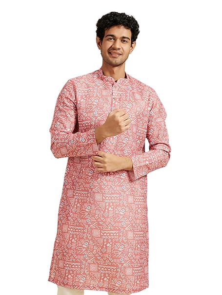 MANYAVAR Men's Cotton Blend Printed Kurta